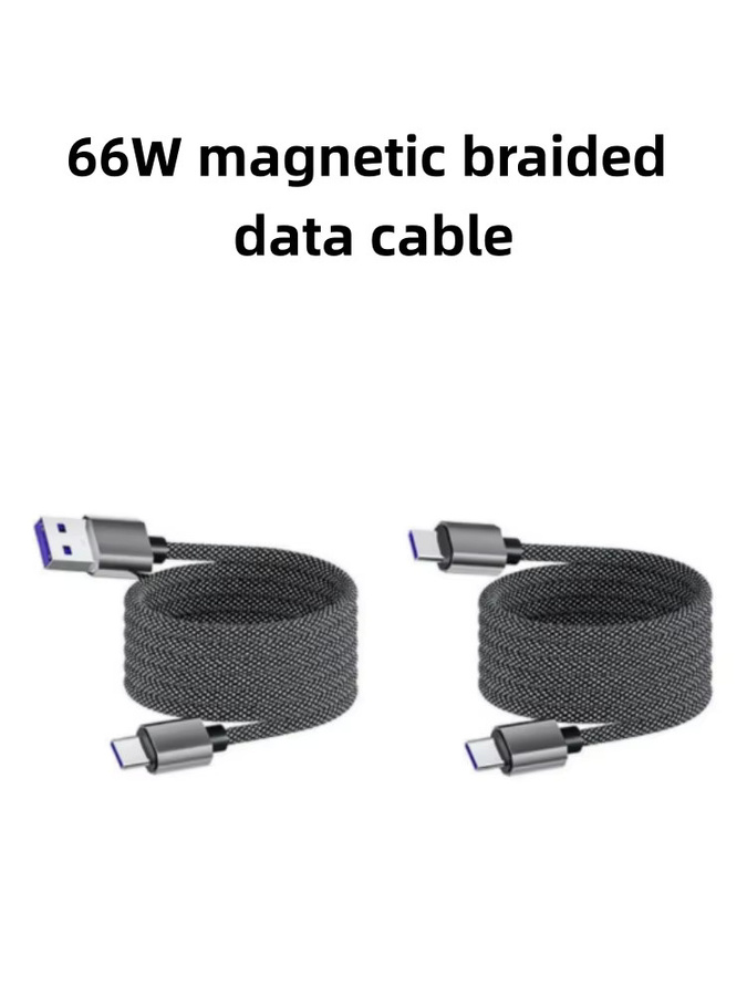 Magnetisches 65 W USB-C Schnellladekabel USB-A auf Typ-C in Schwarz für Mobiltelefone wie iPhone, Xiaomi, Samsung und Huawei - Bild 6