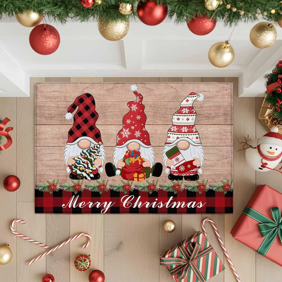 VIKAMA Weihnachtszwerg Fußmatte als rutschfester Druckteppich für den Eingangsbereich und zur Weihnachtsdekoration - Bild 2