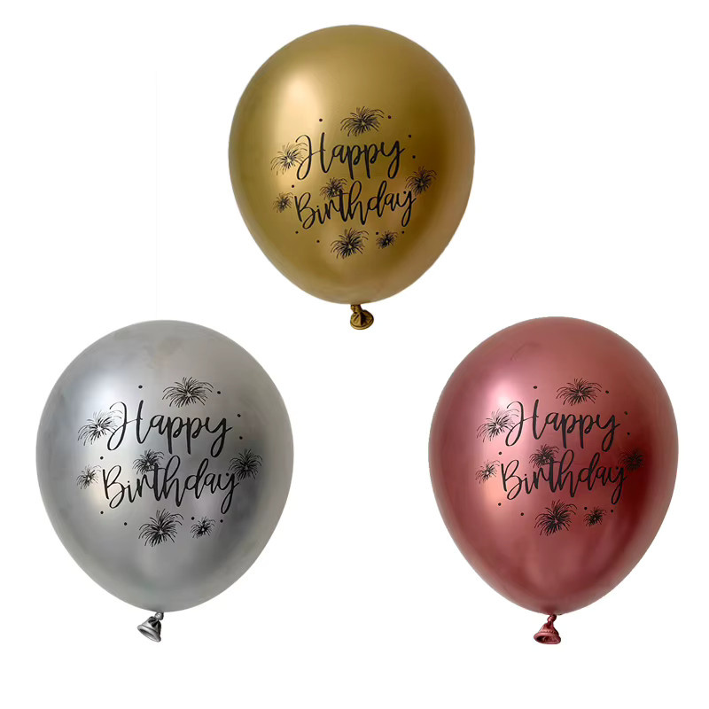 KUKUZHU 10er Set Metallic Alles Gute Zum Geburtstag Latex Ballons in Mehrfarbig, Durchmesser: 30,48 cm - Bild 1