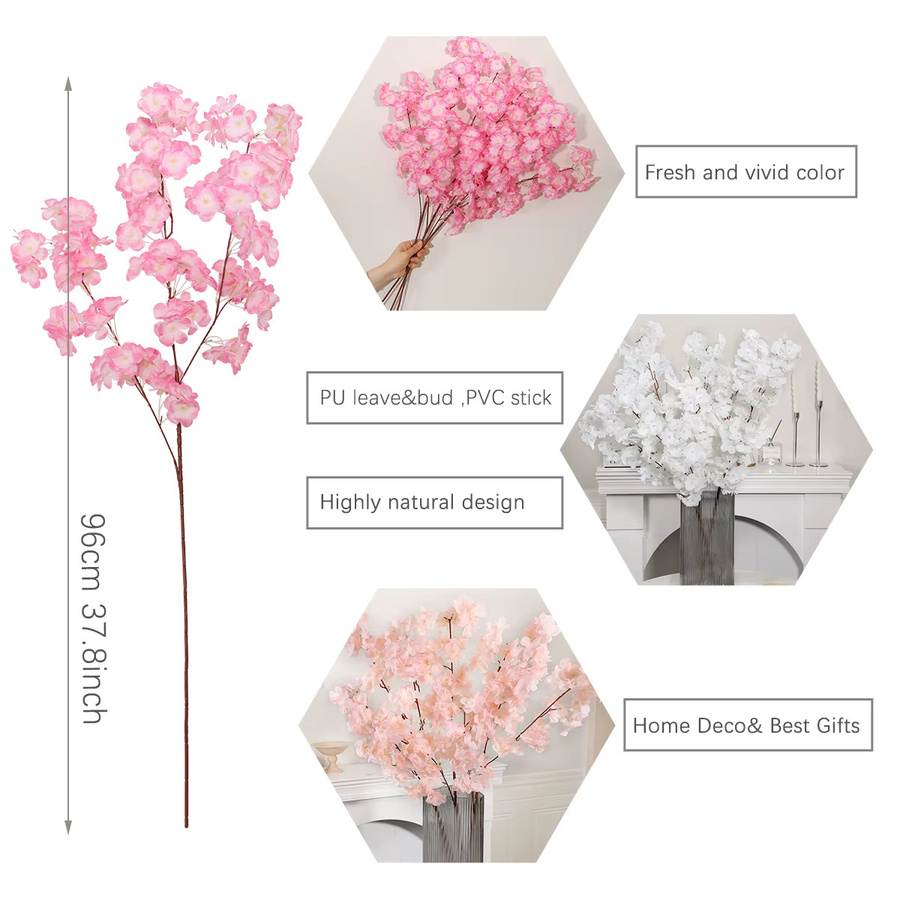 XIYA FLOWER Künstliche Kirschblütenzweige in Rosa und Weiß für deine Frühlingsdekoration - Bild 2