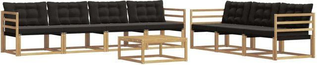 vidaXL Outdoor-Sofagarnitur 8-teilig aus massivem Akazienholz mit Textilene und Polstern in Weiß-Schwarz - Bild 1