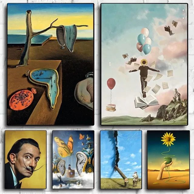 Salvador Dali Surrealismus Abstraktes Poster aus Papier als Vintage Wandkunst ohne Rahmen - Bild 1