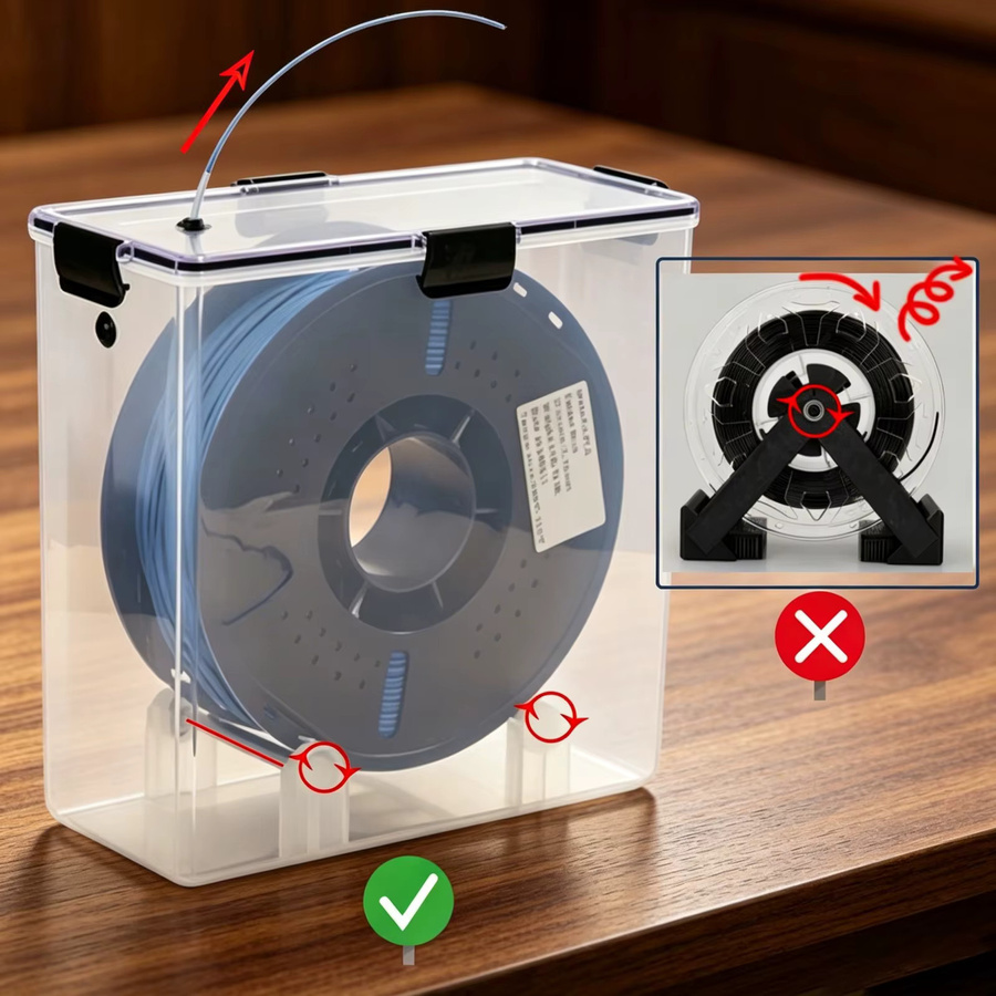 UniXYZ PLA-Filament-Trockenbox mit Rollentrockner für PETG, ABS und TPU, transparente Aufbewahrungsbox und Filamentspulenhalter - Bild 3