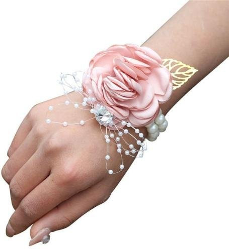 Pwichdn Handgelenk-Corsage, Strass, rosa, Damen - Bild 1