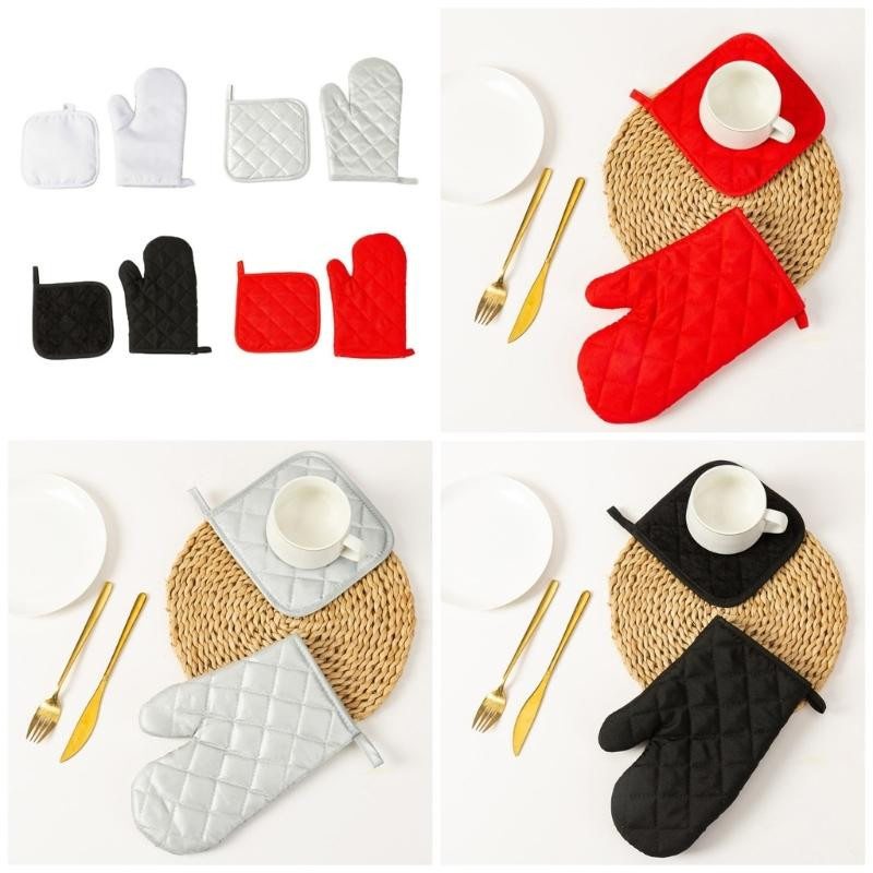 Dongyah Hitzebeständiges Ofenhandschuhe und Heißtellerhalter Set in Weiß, Anti-Rutsch und Waschbar - Bild 1