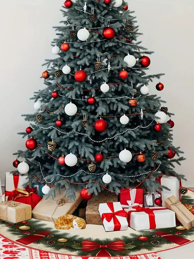 VIKAMA Weihnachtsbaum-Rock mit Weihnachtskranz in Multicolor zur dekorativen Weihnachtsdekoration für dein Zuhause und Wohnzimmer - Bild 5