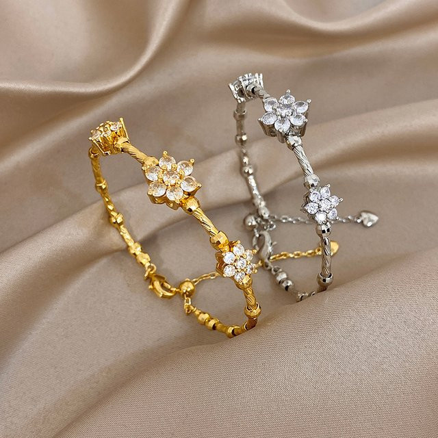 Slavena Armband, Messing, Gold, Zirkonia, Damen - Bild 1