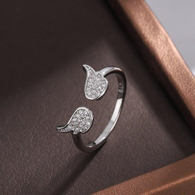 Ring 925 Silber, Diamant, Zirkonia, Damen, Engel Flügel - Bild 1