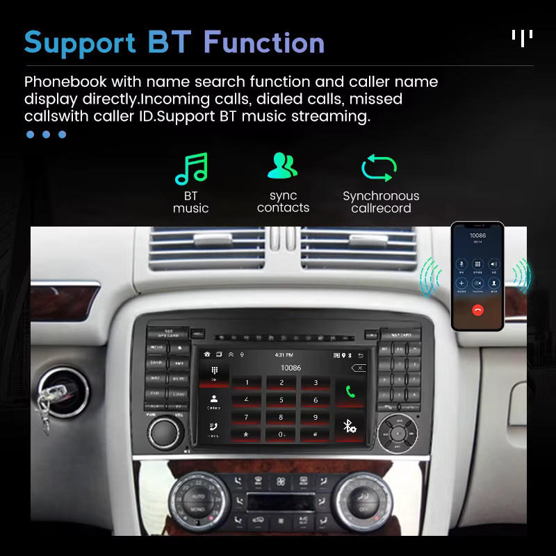 TomoStrong Carplay und Android Auto Autoradio mit GPS für Mercedes Benz R-Klasse W251 in Schwarz - Bild 3