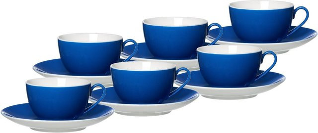 Ritzenhoff & Breker Kaffeetassen mit Untertassen Doppio Blau 6er Set 200 ml - Bild 1