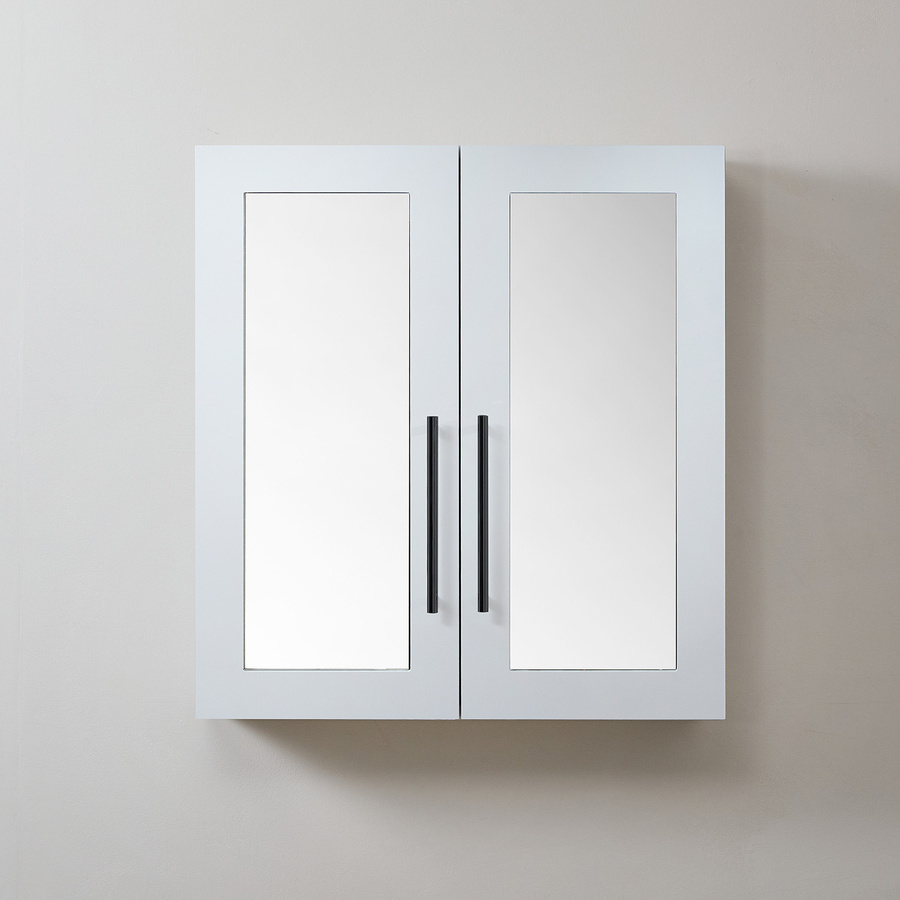 Spiegelschrank HudsonReed in Weiß mit schwarzen Griffen und Soft-Close-Funktion, B/H: 60 x 65 cm - Bild 1