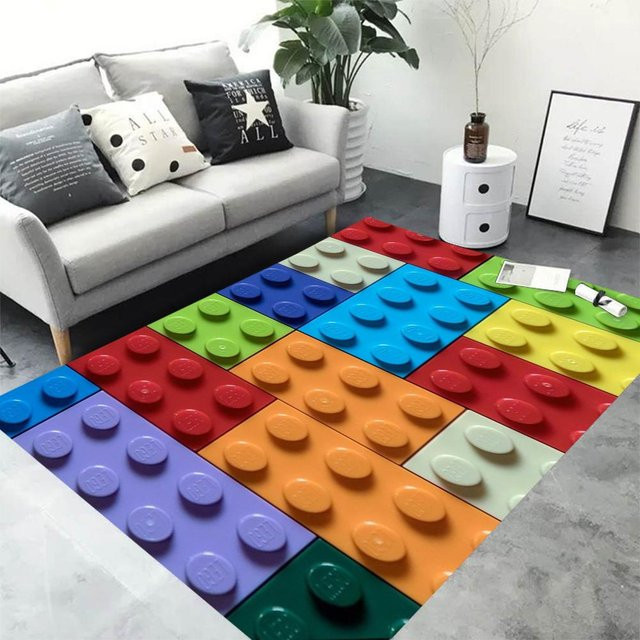 Karpetti Bereichsmatte mit buntem geometrischem Baustein-Design, waschbar und rutschfest, B/T: 120 x 160 cm - Bild 1