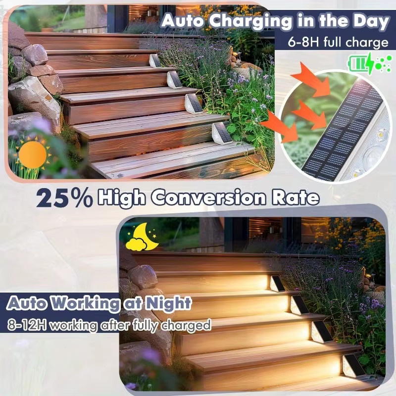 PDQ Solar-Stufenleuchten mit 10 LEDs und Bewegungssensor, wasserdichte Außenleuchten in Warmweiß für Garten, Treppe und Terrasse - Bild 2