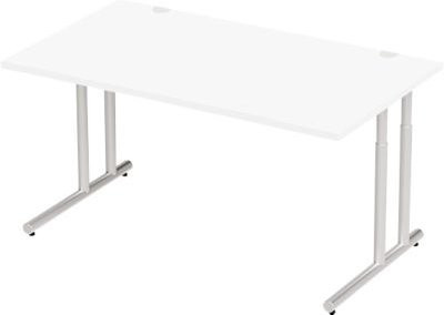 Schäfer Shop Select Schreibtisch COMBITEC mit C-Fuß und Kabeldurchlass, Rechteck, weiß/weißaluminium, B: 160 cm, T: 80 cm, H: 67,7-81,7 cm - Bild 1