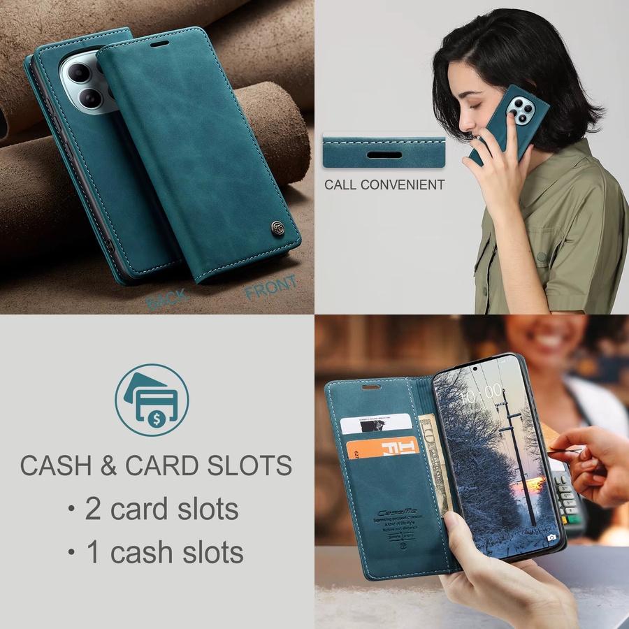 Luxuriöse Retro-Lederhülle für Xiaomi Redmi Note 15 5G in Braun mit Kartenfächern und Standfunktion - Bild 5