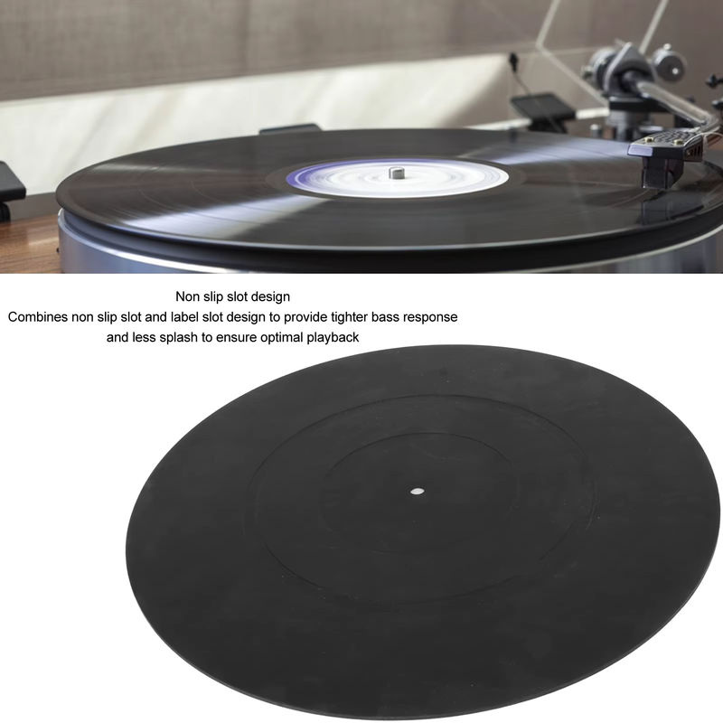 Vbestlife Vinyl-Schallplattenmatte in Schwarz zur Vibrationsreduzierung und gegen statische Aufladung für deinen LP-Plattenspieler - Bild 3