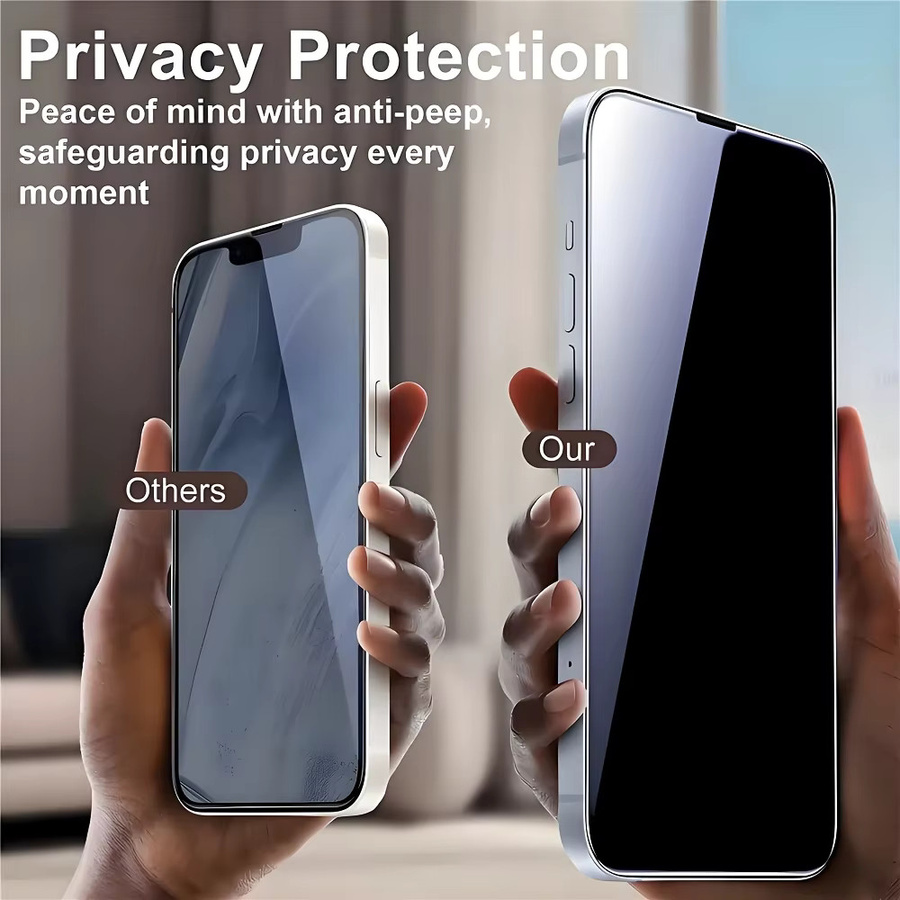 NNBILI 3er-Pack Blickschutz-Displayschutzfolien aus gehärtetem Glas für iPhone 13 14 15 16 17 Pro Max Serie - Bild 2