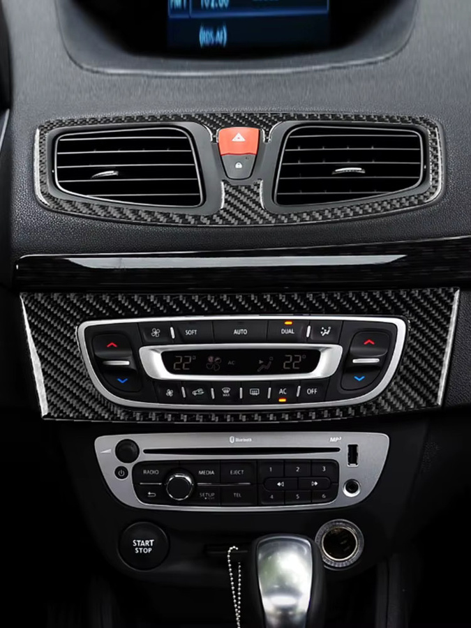 FOXSN Zierleiste für das Klimaanlagen-Bedienfeld und den Luftauslass im Auto-Innenraum für Renault Fluence und Megane 3 RS, Schwarz - Bild 3