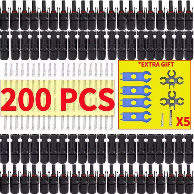 Photovoltaik-Solarstecker Set in Schwarz für PV/MC-Kabel 2,5/4/6mm2, 1000V 30A Panel Connectors Kit - Bild 1