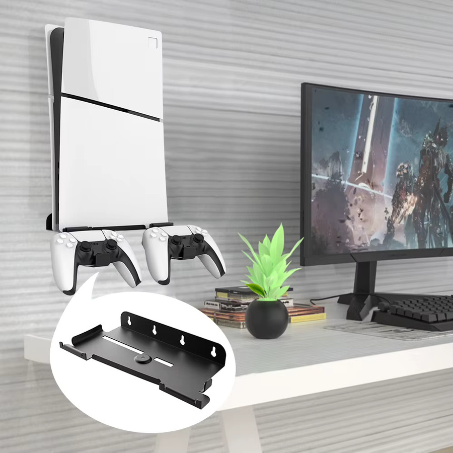 ANENG Wandhalterung für Playstation 5 Controller und Headset in Schwarz, platzsparende Regalhalterung für PS5 - Bild 2