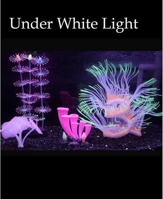 ZHUOJI Aquarium-Dekoration aus Silikon mit Fluoreszenz-Effekt in Pink und Multicolour als künstliche Korallenriffpflanze für Aquarienfische - Bild 1