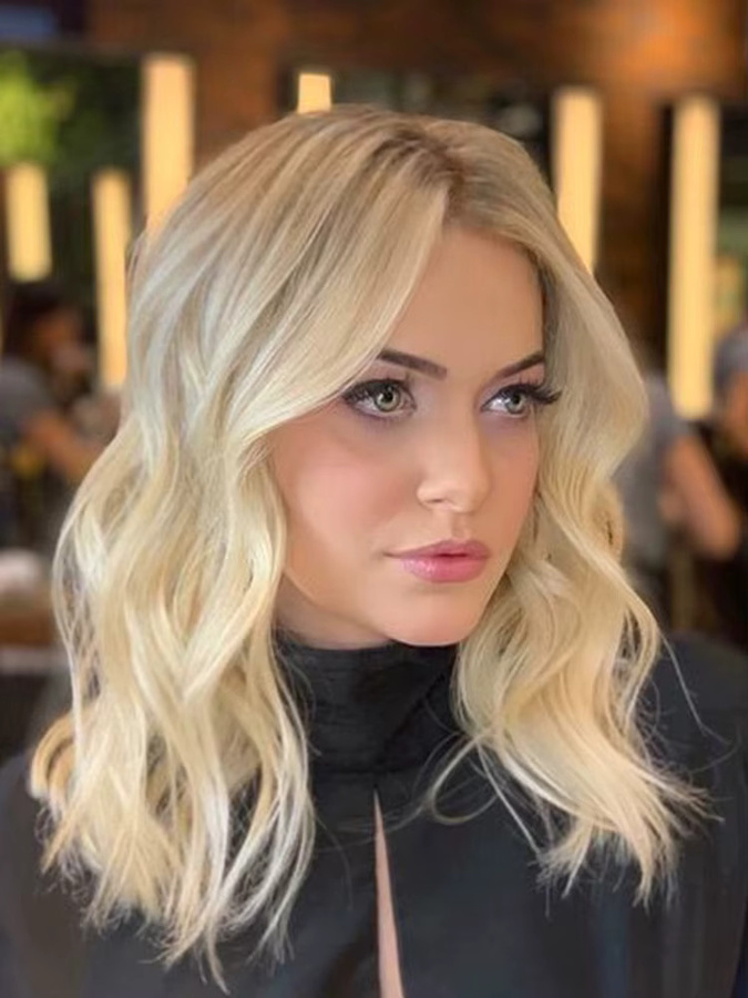 ISIGROSI Bob-Perücke, blonde Wellen, 35,6 cm, Damen - Bild 3