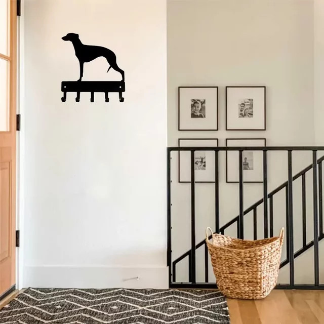 Schlüsselhakenhalter für Whippet-Hunde von CIFBUY aus Metall als Wandkunst, Wandbehang mit Haken, Breite: 15,24 cm, Höhe: 15,24 cm, Tiefe: 8,0 cm - Bild 1