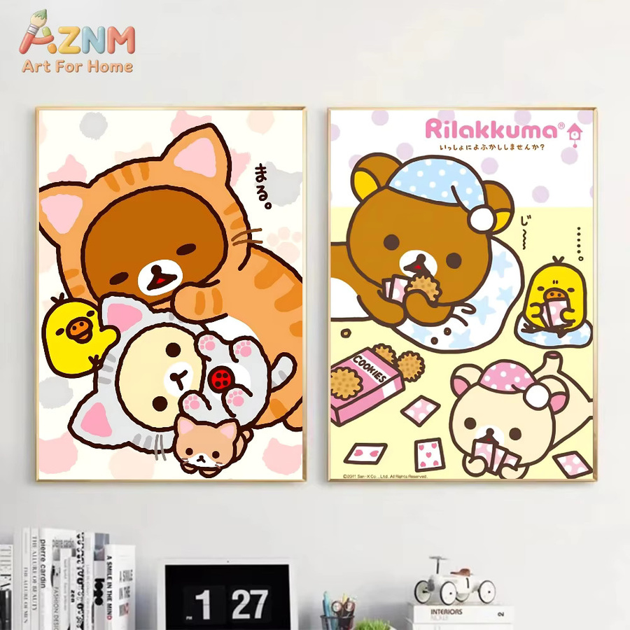 Kayou Rilakkuma Cartoon Wandposter Selbstklebend Wasserfest, Mehrfarbig - Bild 3