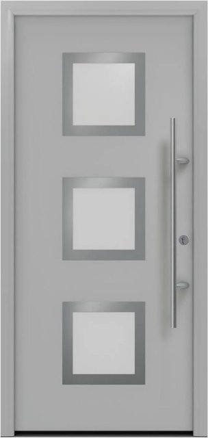 EcoStar Haustür Isopro Secur IPS 810S in Weißaluminium mit Glaseinsatz, moderne Sicherheitstür aus Aluminium und Stahl, RC2, B: 110 cm, H: 210 cm, DIN Rechtsausführung - Bild 1