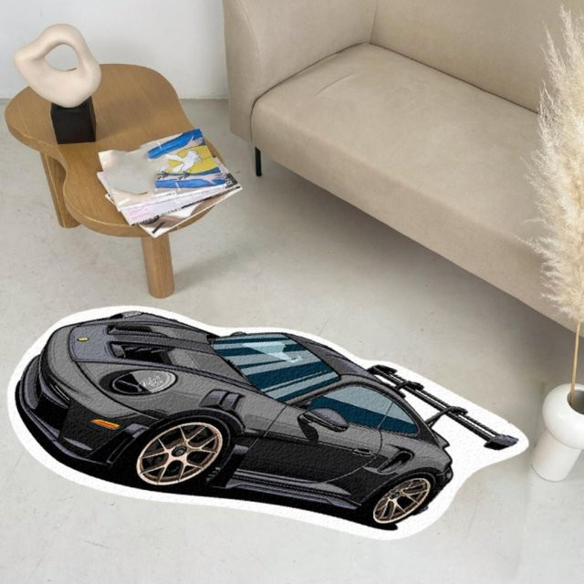 VIKAMA Moderner Autoteppich mit Auto-Design, schmutzabweisend und rutschfest für Wohnzimmer und Schlafzimmer - Bild 1