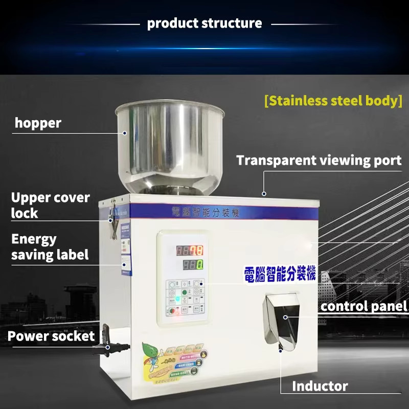 LZHZXY Automatische Wiegefüllmaschine mit digitaler Steuerung aus Edelstahl für Tee, Nüsse, Granulat und Pulver, Füllbereich 1-120g/1-200g - Bild 2