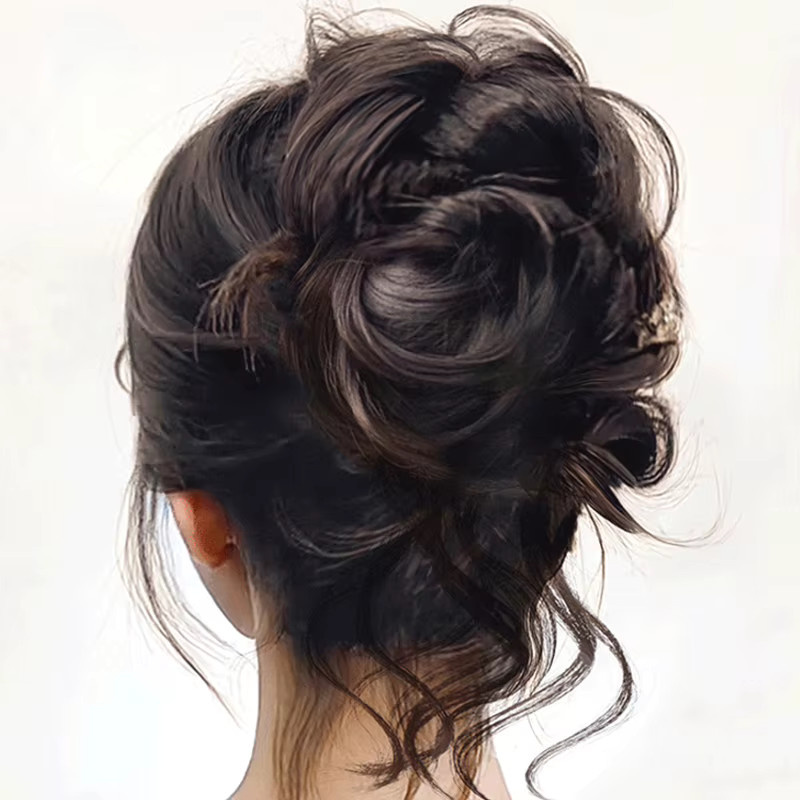 HNKMP Donut-Haarteil lockiger Dutt-Chignon mit Klammer und Haargummis, Damen - Bild 6