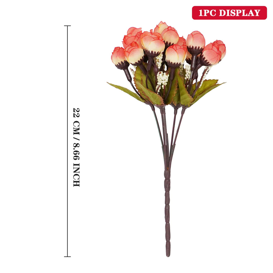 Uflower Künstliche Seidenrosen in Gelb mit 15 Blütenknospen für Hochzeit und Dekoration - Bild 2