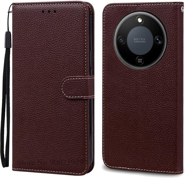 Magic8 Lite Leder Geldbörse Flip Cover für Honor Magic8 Lite in Kaffeebraun - Bild 1