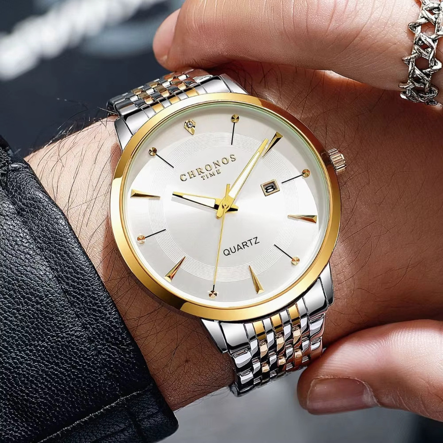 Chronos Armbanduhr, Quarz, Edelstahl, Weiß, Herren - Bild 2