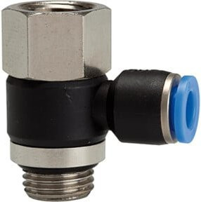 Riegler L-Steckverschraubung Blaue Serie drehbar aus Messing G1/4 i./a. für Ø 12mm in Blau - Bild 1