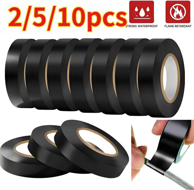 Schwarzes elektrisch isolierendes PVC-Klebeband als hitzebeständiges selbstklebendes Schutzband für elektrische Leitungen - Bild 1