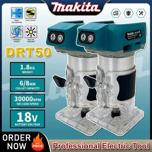 Makita DRT50 Akku-Trimmer bürstenlose Trimmmaschine für Holzarbeiten und Gravuren - Bild 1