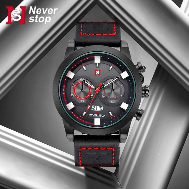 NS Armbanduhr, Quarz, Leder, Schwarz, Herren - Bild 1