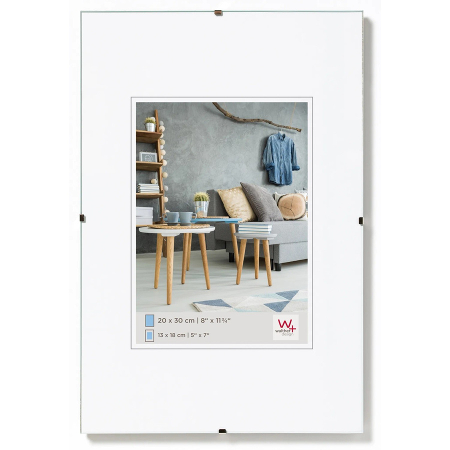 Walther Design Rahmenloser Bildhalter mit Antireflexglas in Weiß, B/H: 13 x 18 cm - Bild 1