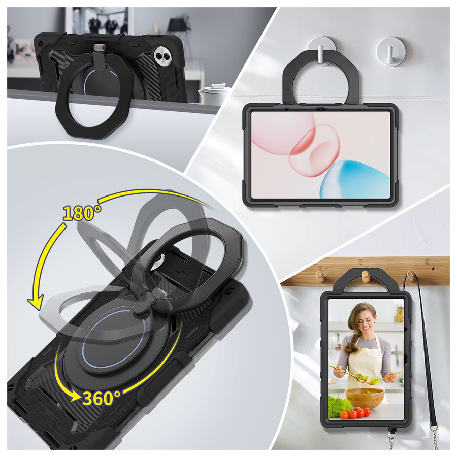 Robuste 360 Grad drehbare Griffhülle mit Panzerung für Honor Pad 12,1 Zoll (Modelle HEY4-W09 und HEY3-W00) in Schwarz und Blau - Bild 5