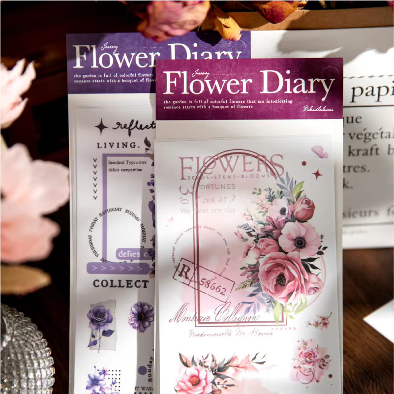 Journal GO 6 Stück dekorative Blumen Aufkleber für Scrapbooking und Planer in Multicolour - Bild 3