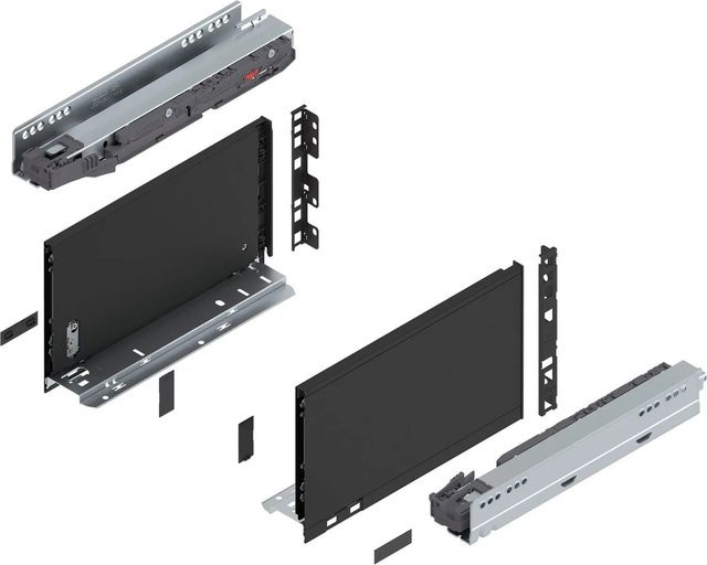 Blum Legrabox Pure Set Unterbau Schubladensystem mit Blumotion Soft-Close, Nennlänge: 300 mm, Tragkraft: 40 kg, Farbe: Carbonschwarz matt - Bild 1