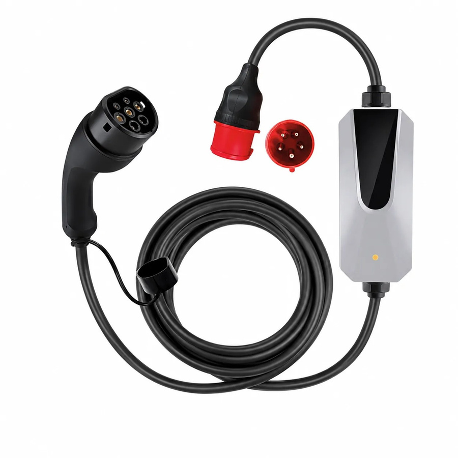 Junsun Tragbare EV Ladestation Typ 2 22kW 3P 32A mit Smart Life App, LCD-Display und 6M CEE Stecker in Rot - Bild 2