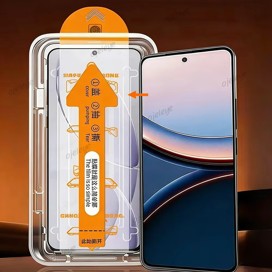 Ojeleye Displayschutzfolie aus gehärtetem Glas mit Auto-Ausrichtungs-Installationshilfe für iPhone 17 16 15 14 13 12 11 Pro Max Air XS XR X 8 Plus in Transparent - Bild 5
