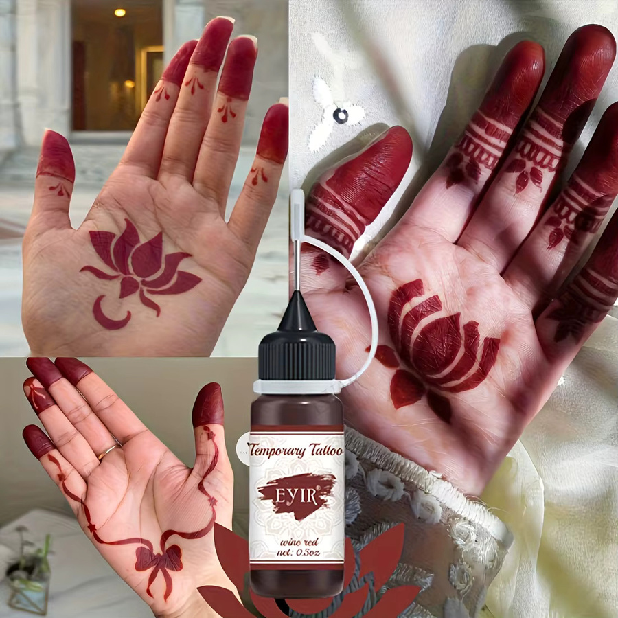 EYIR Tattoo-Paste mit 5 Schablonen-Sets, Rotwein, Körperbemalung - Bild 5