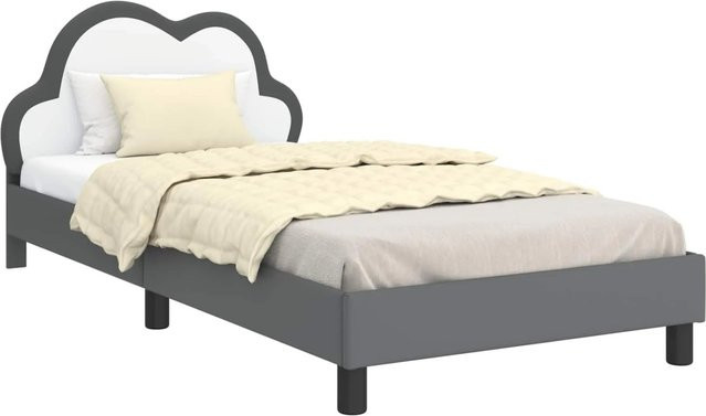 vidaXL Kinderbettgestell mit Kopfteil in Hellgrau, B/T/H: 80 x 200 x 208 cm - Bild 1