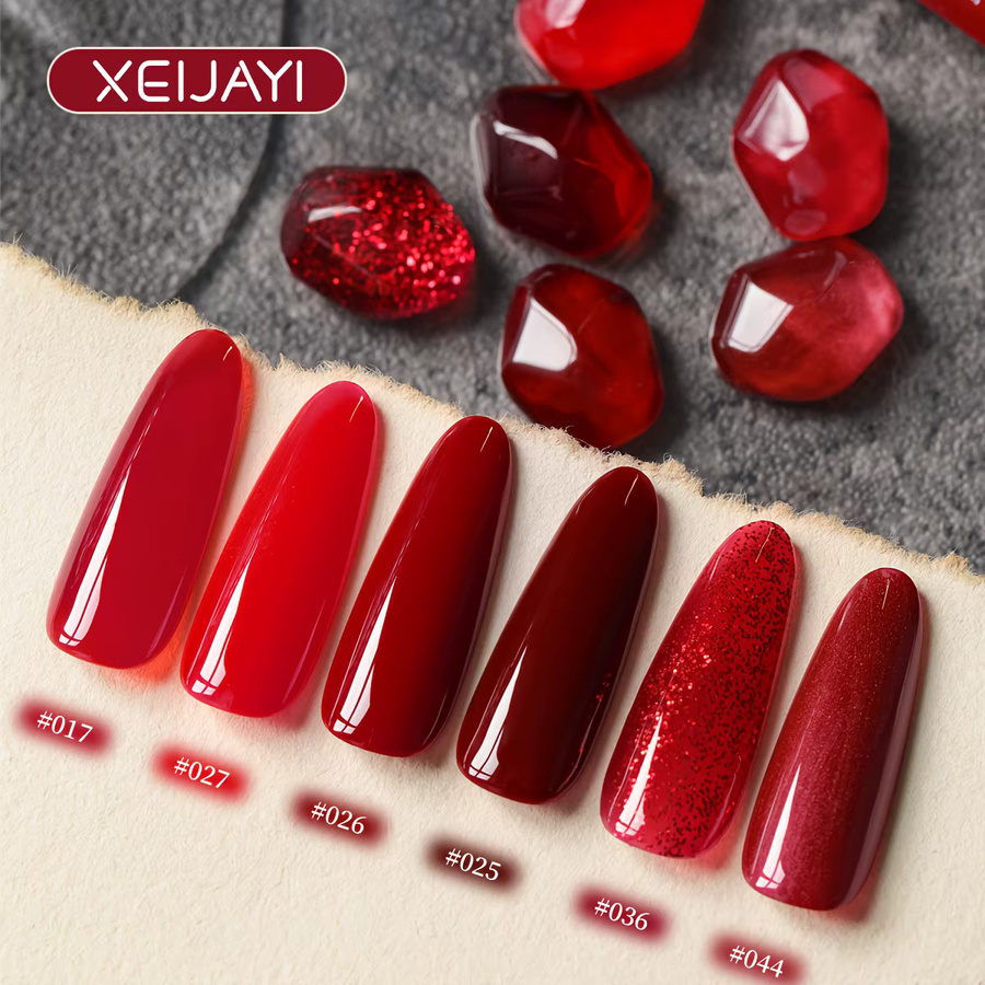XEIJAYI Gel-Nagellack-Set, Rot, Glänzend, 6-teilig - Bild 4