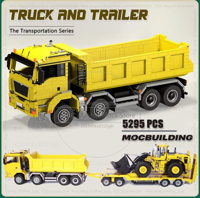 Moc 8x4 Muldenkipper Technologie Ziegel L250G Radlader, Modell Spielzeug - Bild 1