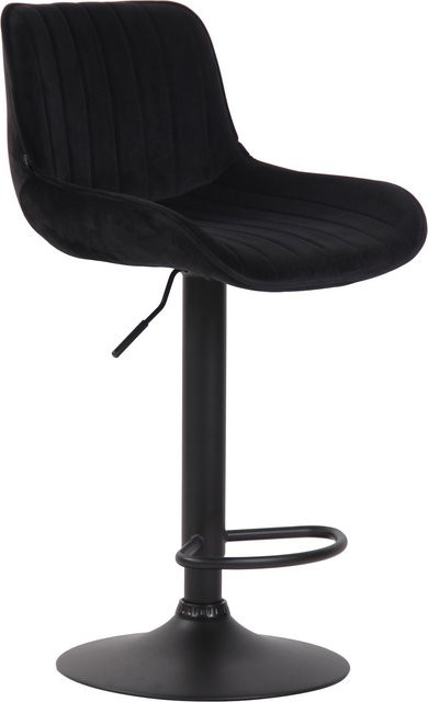 CLP Barhocker Lentini aus Samt in Schwarz, höhenverstellbar, 360 Grad drehbar mit Fußstütze und modernem Design - Bild 1